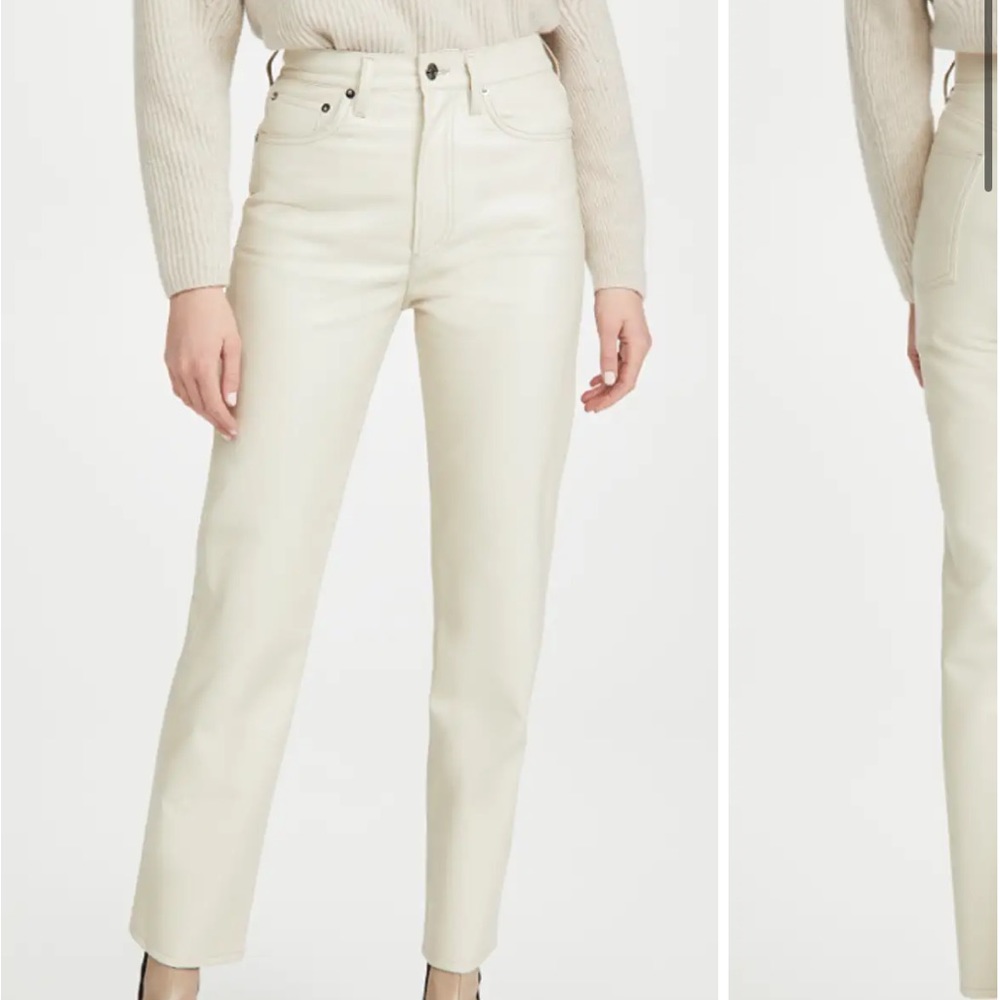 AGOLDE Recycled Leather 90s Pinched Waist Pant in Ivory NWOT